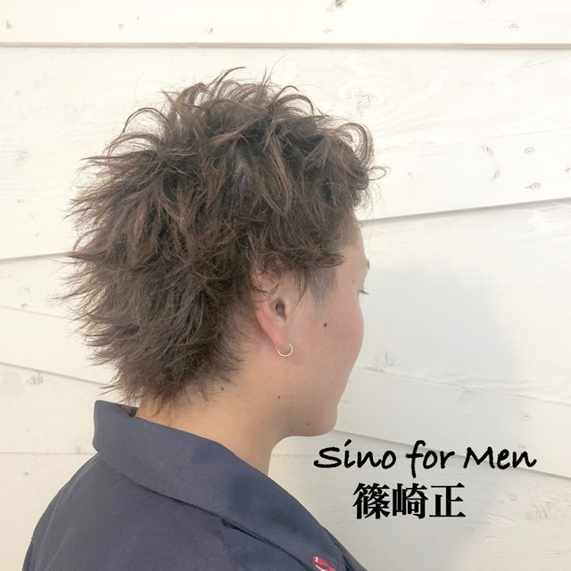 Sino代表の篠崎正です 外ハネメンズウルフ Hair Make Sino 埼玉県川越市の美容室 理容室